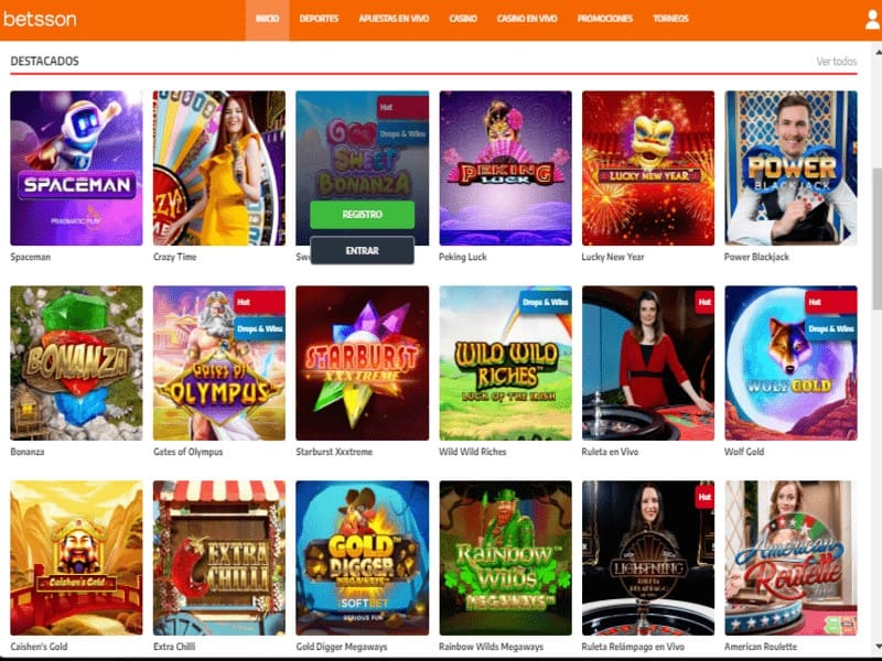 Cientos de juegos y máquinas tragamonedas en Casino Betsson